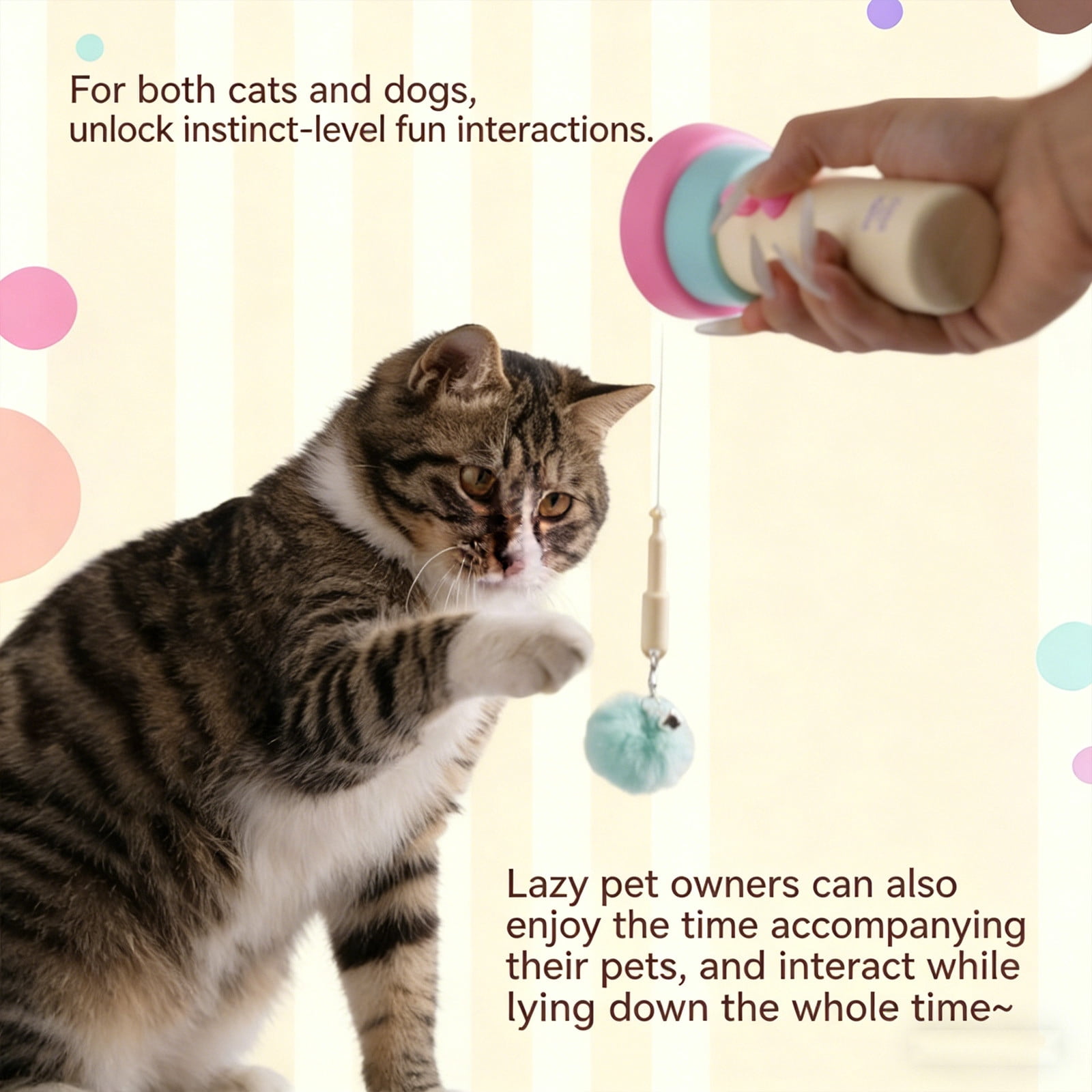 WWG Little Catapult Toy Funny Stick Fishing Device Recyclable Launching Automatic Cat Teaser Wand Interactive Toy for Cats with Feathers Pink or Black 5.90 x 2.75 Inches