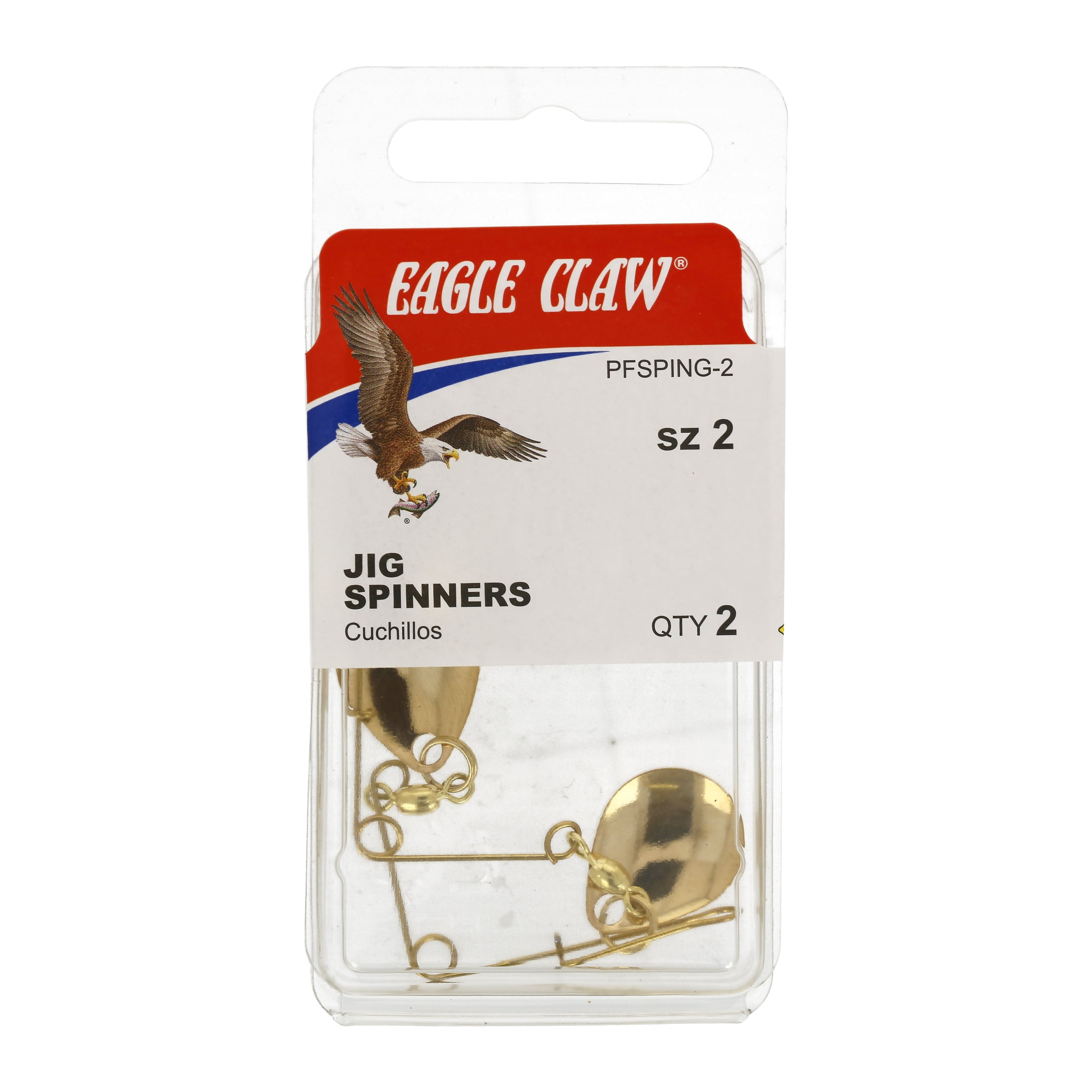 (4 pack) Eagle Claw Fishing Jig Panfish Spinner Arm, Gold, Size 2, 2 Count
