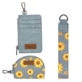 thumbnail image 7 of Wrangler KeyChain Wristlet Wallets for Women Sunflower Floral Dual Pouch Wristlet Western Credit Card Holder Wallet with Zipper Pocket, Jean, 7 of 7