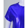 thumbnail image 6 of Jowowha Kids Shiny Metallic T-Shirts for Boys Girls Short Sleeve Dance Tops Hip Hop Jazz Dance Royal Blue 130, 6 of 7