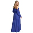 thumbnail image 3 of Unir Women's Maternity 450g Stretch Spandex Gown, Off-The-Shoulder Ruffle Sleeve Tiered Maxi Dress, Flowy Boho Pregnancy Photography & Formal Long Dress, 1pc, S/M/L/XL/XXL, 3 of 6