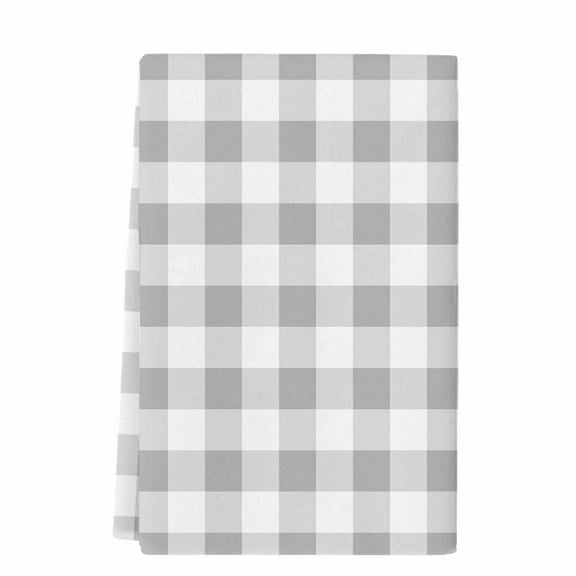 Dish Towels, Farmhouse Vintage Absorbent Kitchen Towels 1 PC, Gingham Checkered Texture Microfiber Hand Towels Dish Cloths Tea Towels for Home  Bathroom,18X28-Inch, Light Gray