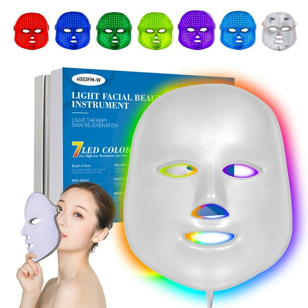DGYAO LED Light Therapy Face Mask Facial Skin Care 7 Colors Blue & Red