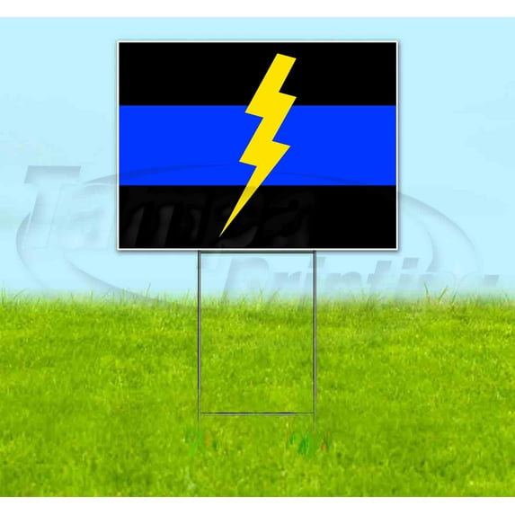 Thin Blue Line Swat (18" x 24") Yard Sign, Includes Metal Step Stake
