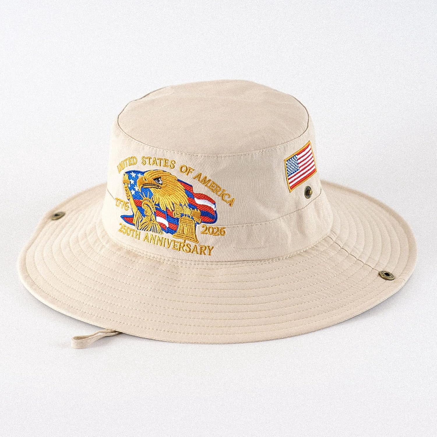 250 Anniversary USA Hat, 4th of July Patriotic Retro Adjustable Wide Brim Boonie Hat, Men & Women Top Bucket Hats