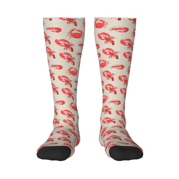 Fotbe Crab Lobster 1 Calcetas Divertidas Estampadas para Hombre y Mujer, Calcetas de Algodón hasta la Rodilla para Caminar, Correr, Enfermería y Embarazo