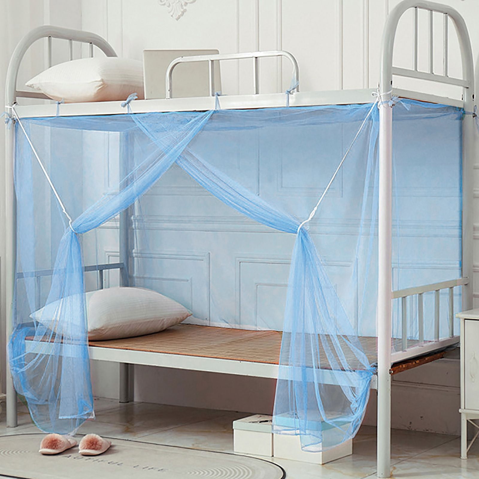 4 Corners Mosquito Net for Mosquiteros para Camas Bed Canopies Netting Bed Drapes Rectangular Mosquito Mesh for Camping Home Outdoor Travel