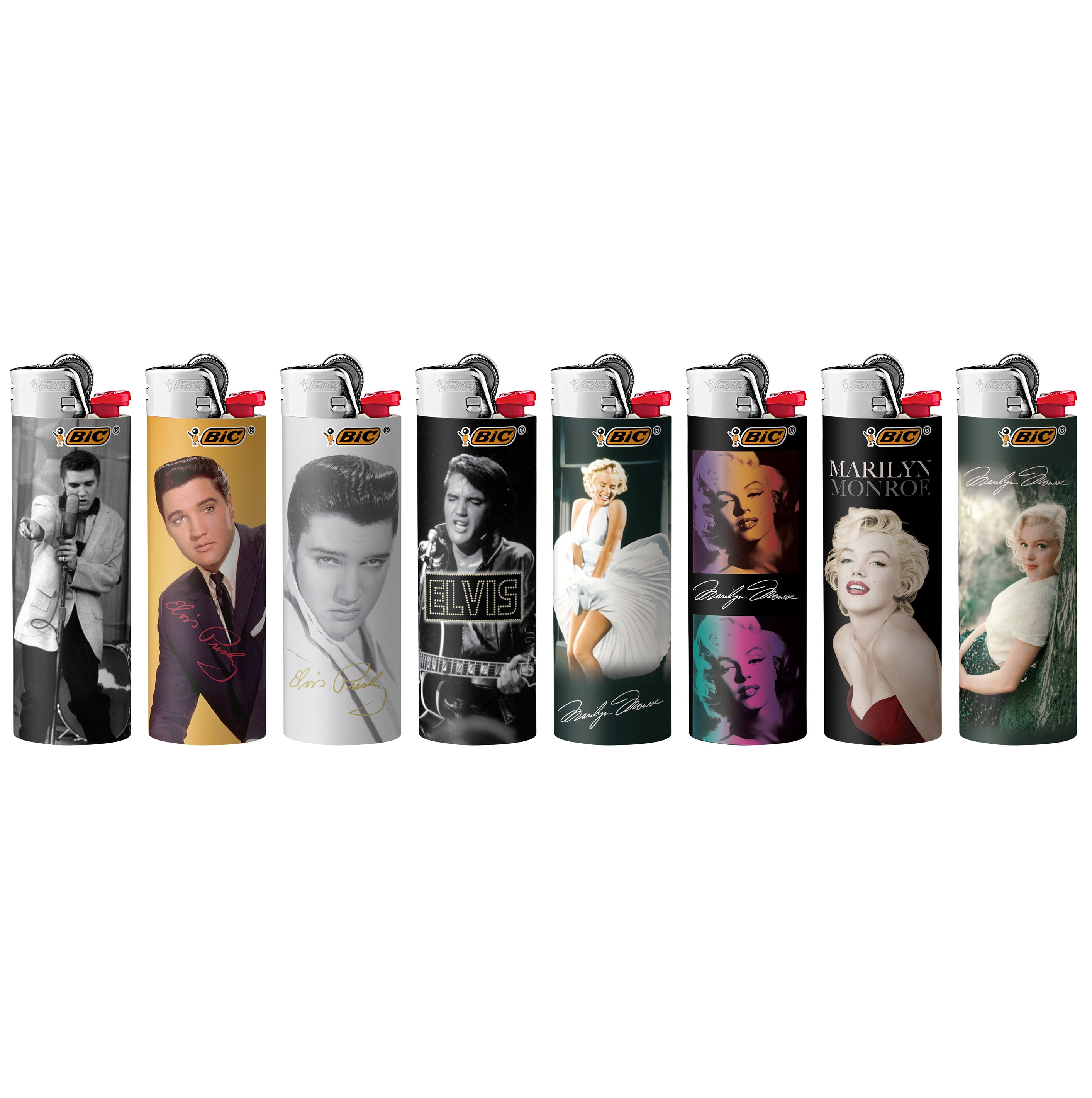 BIC Special Edition Icons Lighters, Elvis and Marilyn Monroe, 8-Count