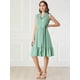 thumbnail image 2 of Vestido Camisero Con Dobladillo Volantes Botones Abajo Cuello Campamento Para Mujer  Verde Azulado S, 2 of 6