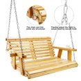 thumbnail image 6 of Ataucjin Wooden Porch Swing With Hanging Chain 2-Seater Patio Swing Chair With Cup Holders Heavy Duty Outdoor Swing Bench For Courtyard Garden Balcony, 6 of 7