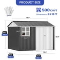 thumbnail image 3 of ModFusion 8x10 ft Storage Shed with Large Window, Lockable Double Door, Galvanized Metal Steel, Air Vent, Outdoor Utility Tool House, Dark Gray and White, 3 of 13