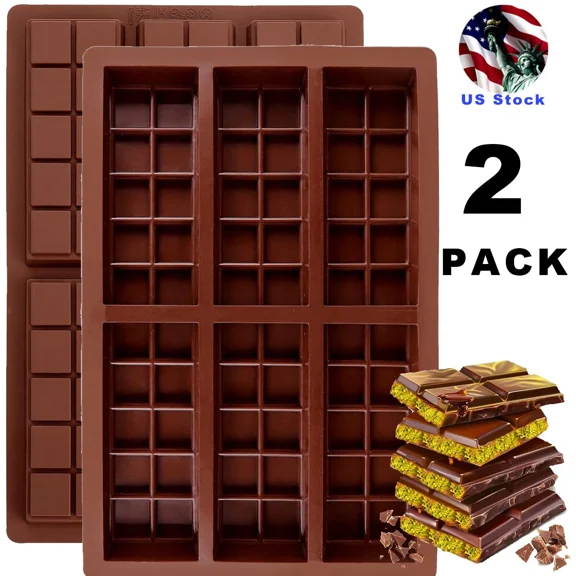 Chocolate Bar Mold Deep Silicone Chocolate Candy Bar Mold Non Stick Candy 6-Hole