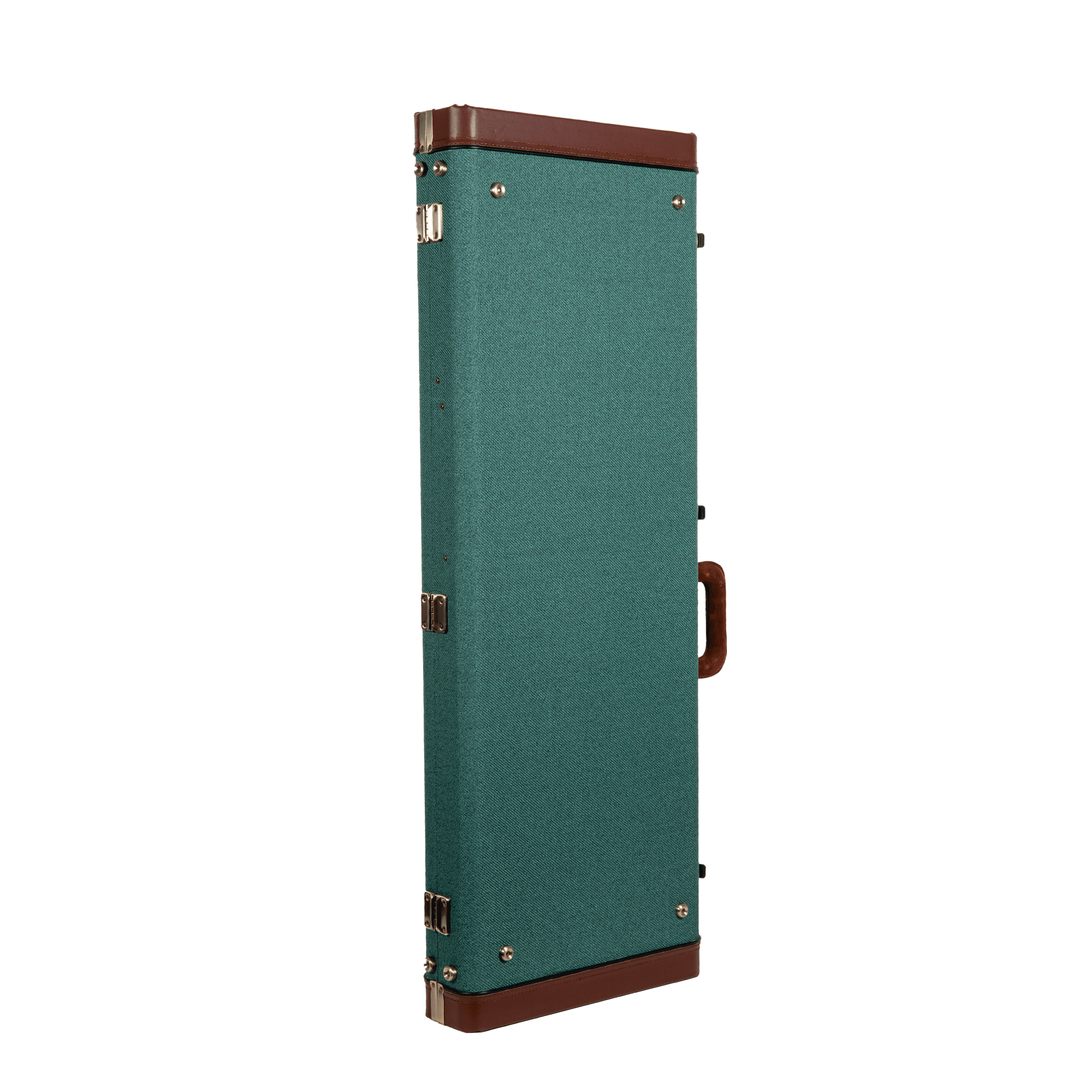 Crossrock Master Series - Wooden Telecaster&Stratocaster Electric Guitar Case - Security Lock, Genuine Leather Handle, Reinforced Hardware, Metal Feet, Storage Space- Malachite Blue Tweed