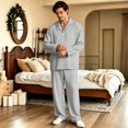 thumbnail image 5 of Dwelliawo Mens Flannel Pajama Sets Plaid Cotton Pajamas Pjs Set Button Down Soft Warm Lounge Sleepwear Tops & Pjs Pants Dark Gray M, 5 of 5