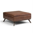 thumbnail image 3 of Simpli Home Owen Faux Air Leather Square Coffee Table Ottoman in Saddle Brown, 3 of 10