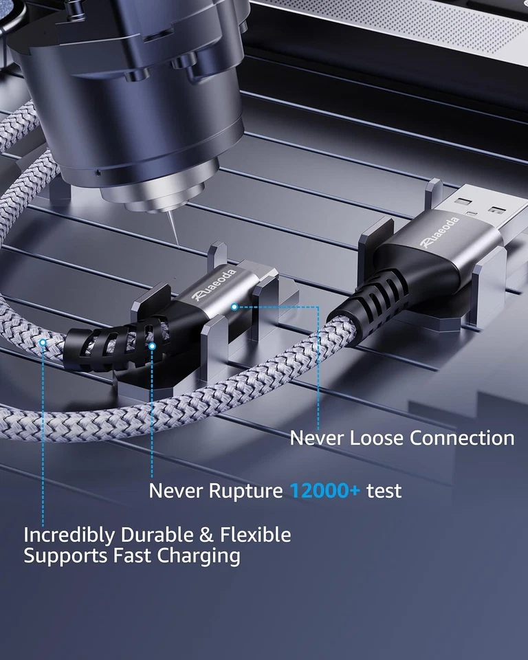 FLINT- Micro Usb Cable 6Ft 2Pack Fast Charging Nylon Braided For Android Phone