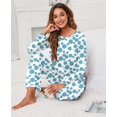 thumbnail image 5 of Pyjama à Manches Longues pour Femmes, Col Rond Doux, FP-Blanc Bleu Cercle, 5 of 5