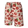 thumbnail image 6 of Uemuo Tomatoes Pattern Men's Swim Trunks Hawaiian Beach Bathing Suit Swimsuits Beach Quick-Dry Shorts with Pockets-Small, 6 of 9