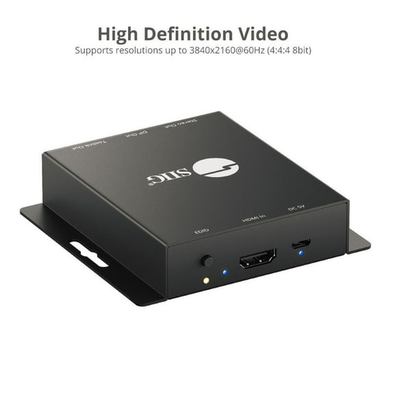 SIIG CEH26A11S1 HDMI 2.0 to DisplayPort 1.2 Converter with Audio Extractor