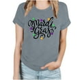 thumbnail image 2 of Aloohaidyvio Mardi Gras Shirts Plus Size,Womens Mardi Gras Mask Glitter Print Round Neck Short Sleeve Loose Tops,Mardi Gras Clothing Women, 2 of 5