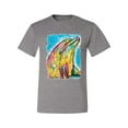 thumbnail image 2 of Wild Bobby Dean Russo Neon Colorfu Dolphin Animal Lover Men Graphic Tee, Heather Grey, 3X-Large, 2 of 5