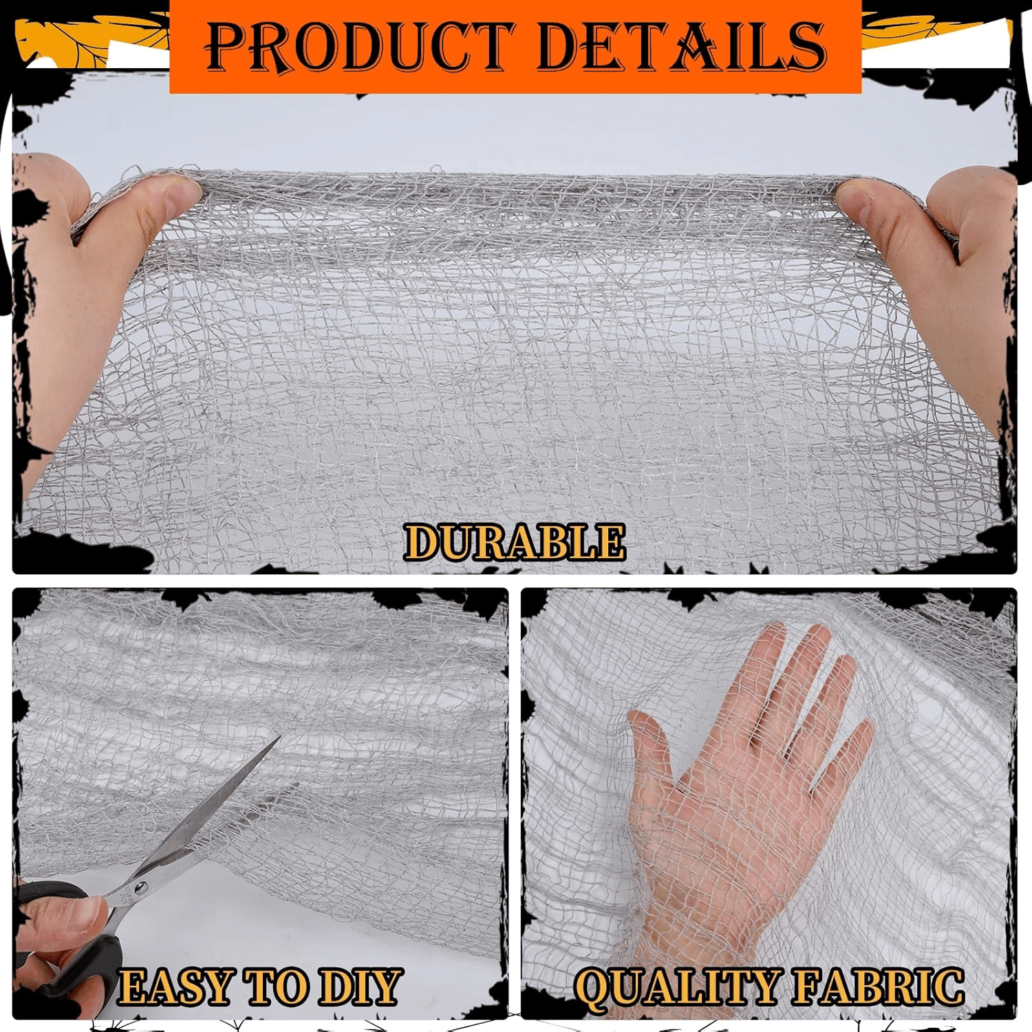 315x78.7 Inch Halloween Creepy Cloth Gauze Fabric for Spooky Party Decor