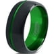 Tungsten Wedding Band Ring 10mm for Men Women Green Black Domed Brushed Polished Offset Line Lifetime Guarantee – image 1 sur 4