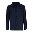 thumbnail image 2 of Outfmvch long sleeve shirts for women Casual Button Down Shirts Collared Office Work s With Pocket womens tops Z1 Navy 3XL, 2 of 5