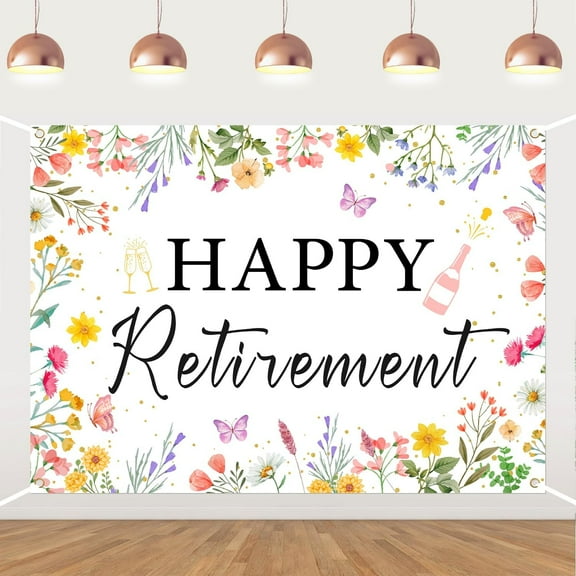 Wildflower Themed Happy Retirement Backdrop Floral Retire Party Decorations Flowers Themed Background Congrats Retirement Banner for Women Party Supplies