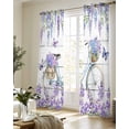 thumbnail image 5 of Purple Flowers Sheer Curtains 84 Inch Length 2 Panels Set for Living Room/Bedroom, Weeping Spring Floral Bicycle Wooden Kitchen Curtains Grommet Semi-Sheer Curtains Drapes Window Treatments 42"x84"x2, 5 of 7