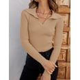 thumbnail image 3 of Sweaters for Women Fall Long Sleeve V Neck Ribbed Knit Pullover Tops Casual Slim Fit Basic Tee Shirts, 3 of 4