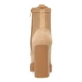 thumbnail image 2 of STEVE MADDEN Womens Beige 1" Platform Lace-Up Back Pull-Tab Padded Hani Round Toe Block Heel Zip-Up Heeled Boots 9.5, 2 of 4