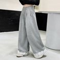 thumbnail image 4 of Odeerbi 3-16 Años Niñas Pantalones de Chándal de Algodón Con Ribete de Encaje Workout Athletic Sports Pantalones de Pierna Ancha Cintura Alta Joggers Con Bolsillo, 4 of 6