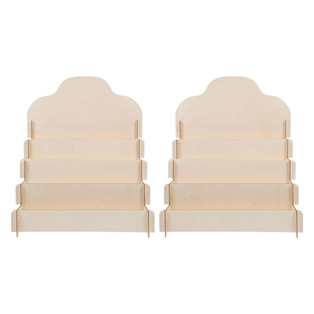 KAKOWELY 2pcs Tiered Greeting Card Display Stand Wood Organizer Racks For Sticker Craft Brochure Table Tabletop Vendors Retail Counter Trade Shows Showcase,13.58X"X11.42"X10.24"
