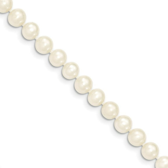 14K Yellow Gold necklace Pearl Freshwater White 14 in 6 mm