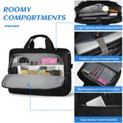 Laptop Bag 17.3 Inch Laptop Briefcase Large Waterproof Laptop Case for Men Women Business Office Work Computer Bag 17 Inch Adjustable Shoulder Messenger Bag,Black