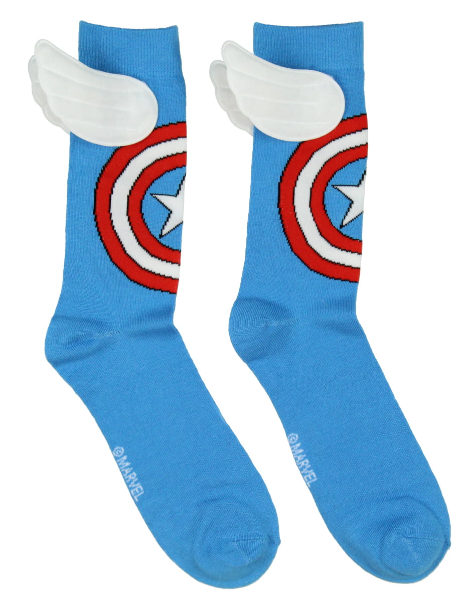 1 PAIR Marvel Comic's Captain America Crew Socks Shield Elite Size 6-12 