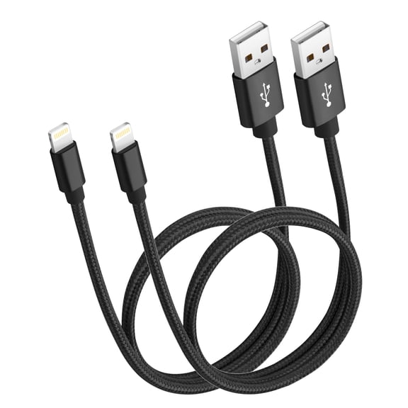 [2-Pack] ROFAY Nylon Braided MFi Certified Cable Compatible with iPhone 14 Pro Max 13 Plus 12 11 Pro Max XS XR X 8 7 Plus (Black)