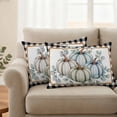 thumbnail image 2 of Fall Pumpkins Outdoor Waterproof Pillow Covers, Teal Blue Grey Thanksgiving Black Plaid Polka Dot Decorative Rectangle Throw Pillowcase Sofa Cushion Sham for Patio/Couch/Chair, 20"x12" 2 Pack, 2 of 8