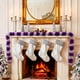 thumbnail image 5 of Árbol de Navidad de lana a rayas de colores de 2,2 m | 6 opciones de color: azul, dorado, rojo, morado, rosa fuerte y verde | Decoración navideña para interiores, hogar, oficina y fiestas, 5 of 5