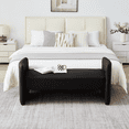 thumbnail image 3 of Cat Claw Cloth Bedroom Casual Rectangular Sofa Stool, Beige, 3 of 9