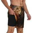 thumbnail image 2 of Yiaed Cool Fire Lion Print Mens Swim Trunks Bathing Suit Compression Liner Beach Swim Shorts Swimwear Quick Dry Zipper Pocket No-Chafing Board Short-X-Large, 2 of 6