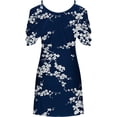 thumbnail image 3 of Women's Casual Tennis Dress Summer Women Crew Neck Cold Shoulder Floral Printed Straps Swing Dress Beach Cover Up Blue M, 3 of 4