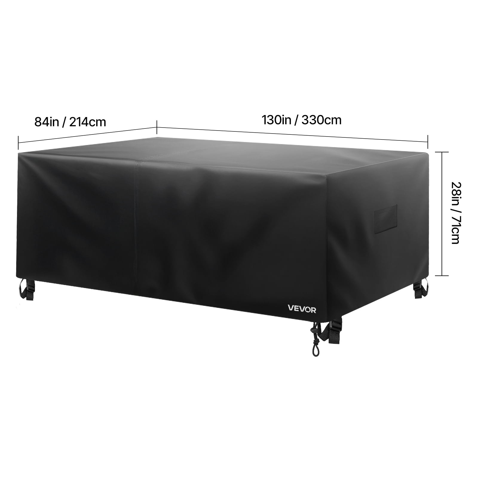 VEVOR Patio Furniture Cover, 420D Heavy Duty Waterproof Outdoor Dining Table and Chairs Cover, Large Rectangular Patio Table Covers with Air Vent for All Weather, 130L x 84W x 28H inch, Black