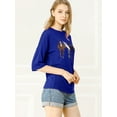 thumbnail image 4 of INSPIRE CHIC Woman's Drop Shoulder 3/4 Sleeves Horse Print Loose Tops, 4 of 6