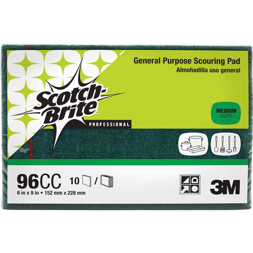 ScotchBrite GeneralPurpose Scouring Pads, Green, 10 / Pack (Quantity