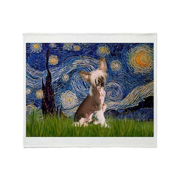 CafePress - Starry Night/Chinese Crested Throw Blanket - Soft Fleece Throw Blanket, 50"x60" for All Ages