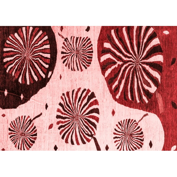 Ahgly Company Machine Washable Indoor Rectangle Oriental Red Modern Area Rugs, 7' x 9'