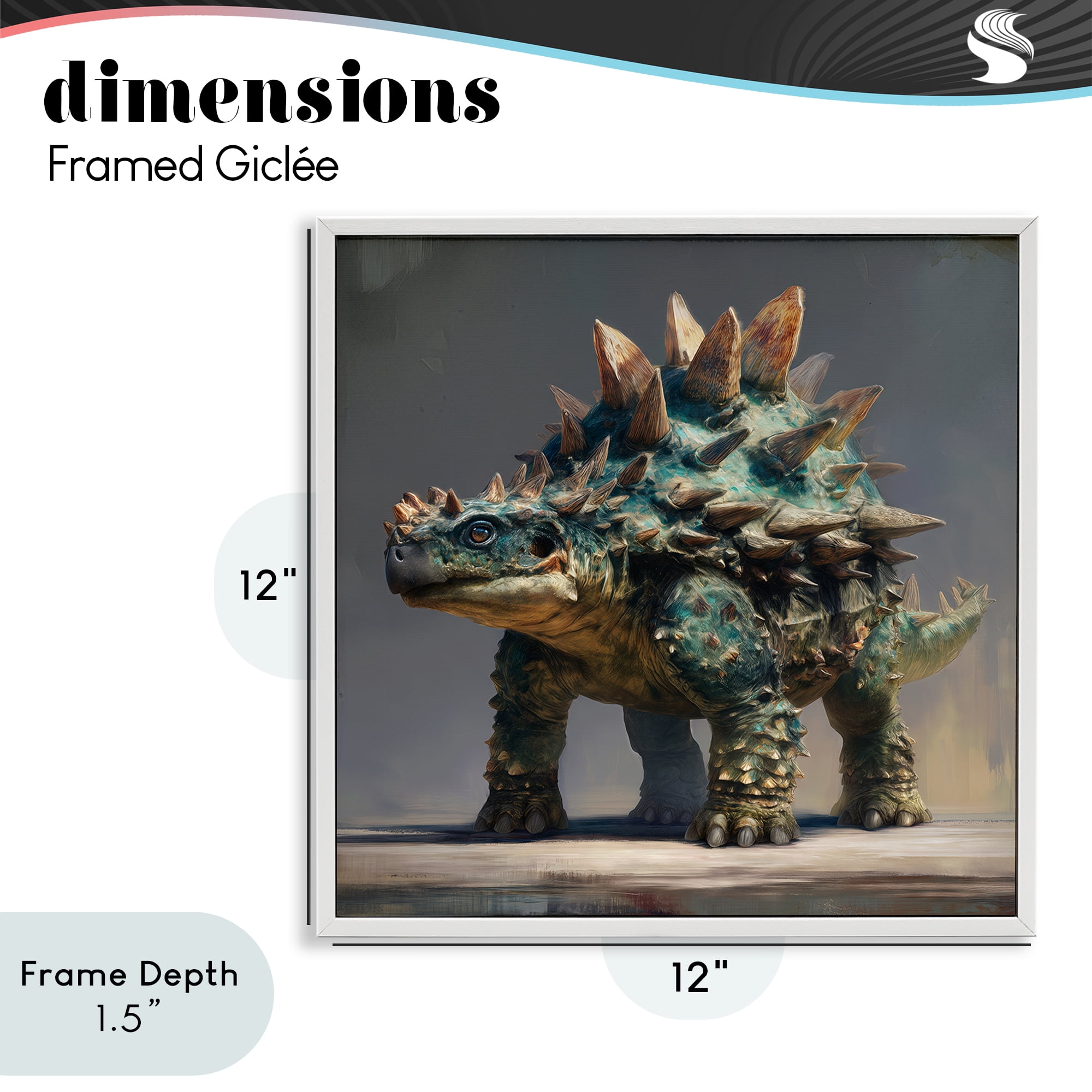 Stupell Industries Prehistoric Ankylosaurus Portrait White Framed Giclee Art, design by Wumples