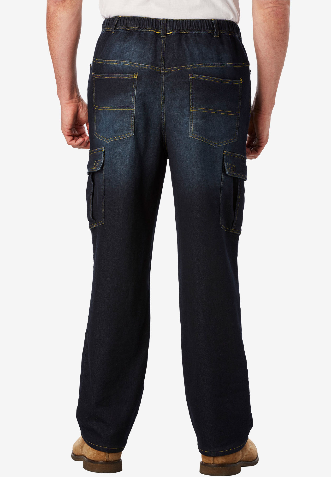 Kingsize Men's Big & Tall Relaxed Fit Cargo Denim Look Sweatpants Jeans - image 3 of 6